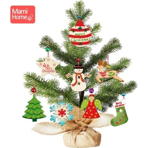 Christmas Tree Pendant Painted wooden pendant Merry Christmas Decorations Elk Pendant Baby Growth Commemorative Photography Prop