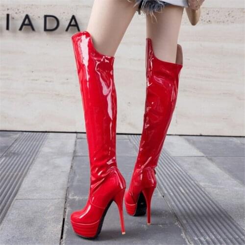 Patent Leather Boots Women Winter Shoes Fashion Platform Shoes Over The Knee High Boots Women High Heels Boots