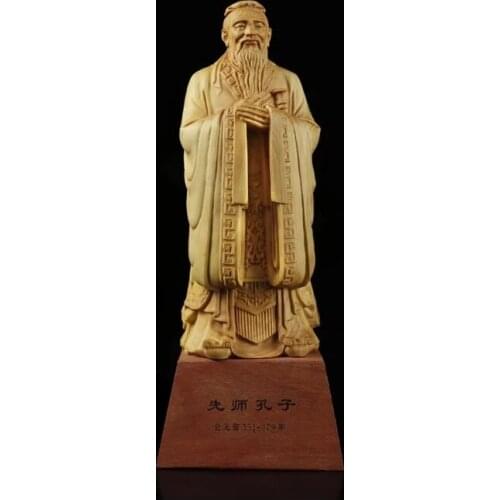 11 / 15cm Confucius Chinese Boxwood Carving Statue-Style Home Decoration Gift To Send Characters Crafts House Feng