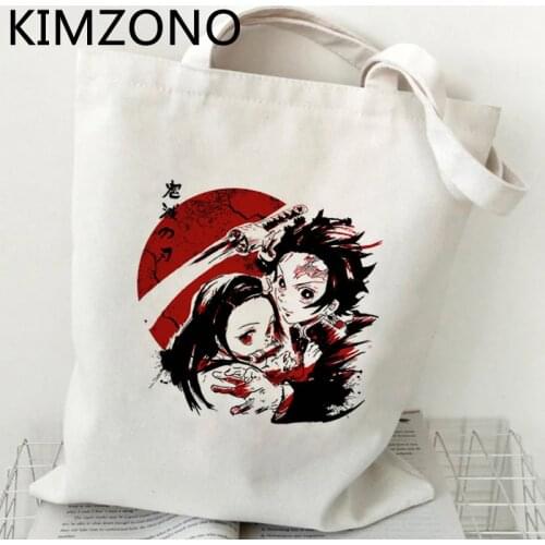Demon Slayer shopping bag cotton tote shopper bolsa canvas shopping bag reciclaje woven jute cloth custom