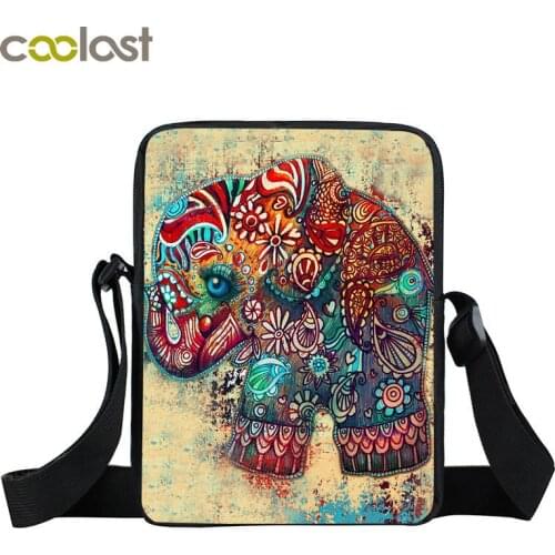 Elephant Mandala Mini Messenger Bag For Boys Girls Women Casual Crossbody Bag Female Handbags student Small Shoulder Bag