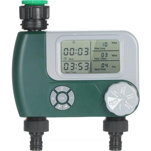 Hose Faucet Timer Outdoor Battery Operated Automatic Watering Sprinkler System Irrigation Controller with 2 Outlet Garden Plants