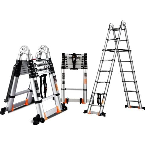 Telescopic ladder A-shaped aluminum alloy thickening engineering folding ladder household multifunctional lifting stairs