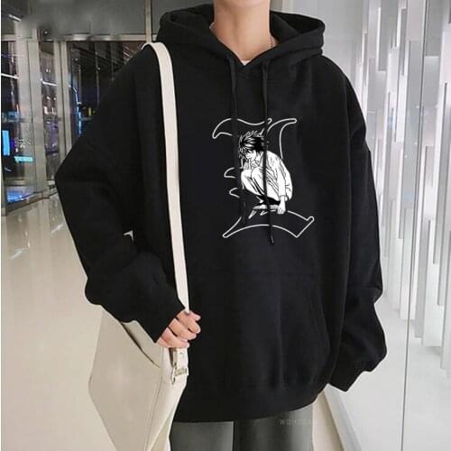 Anime Lawliet L Death Note Hoodies Sweatshirts Men Harajuku Cartoon Manga Streetwear Pullover Women Fashion Winter Warm Hoodies