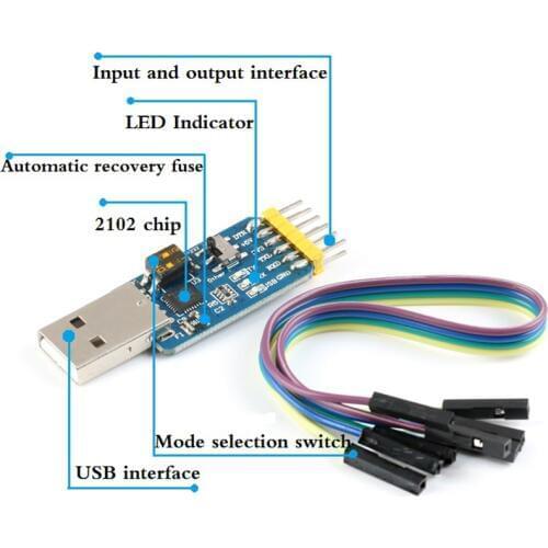 USB CP2102 to TTL 485 232 6 in 1 Serial Module Mutual Convert USB TTL to RS485 Convert Module with Cable