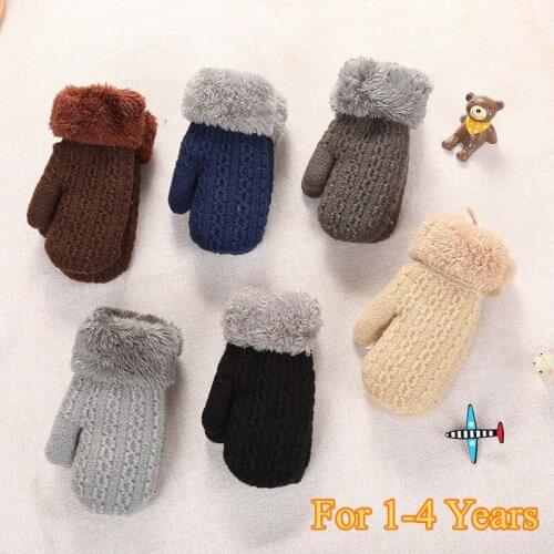 Mittens For Children Childrens Mittens Winter Wool Knitted Gloves Children Warm Rope 1-4 years old boy girl Baby Gloves