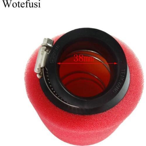 Wotefusi 38mm Red Bent Angled Foam Air Filter For Pod 110 125cc Pit Quad Dirt Bike Buggy [PX100]