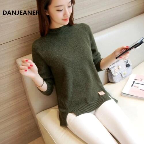 Danjeaner 2018 Women Sweaters and Pullovers Autumn Winter Long Sleeve Pull Femme Solid Pullover Female Casual Knitted Sweater