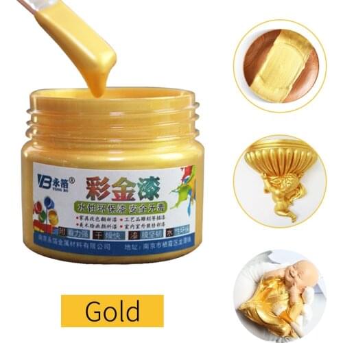 Gold Paint Wood Lacquer Metal Varnish Coating for Furniture Car Statuary Coloring Tasteless Water-based Acrylic Paint 100g