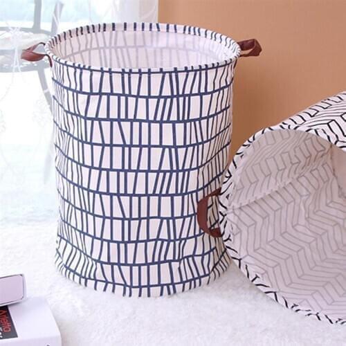 1 psc Linen Fabric Laundry Hamper Waterproof Foldable Clothes Bag Washing Bin Toys Household Organizer Basket
