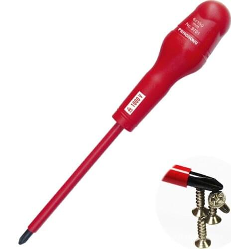 VOLEEDC Hot Sale 1000v Slotted Insulated Magnetic Electrical Screwdriver 3 x 75mm for Professional in DIY Hand-making Automotive