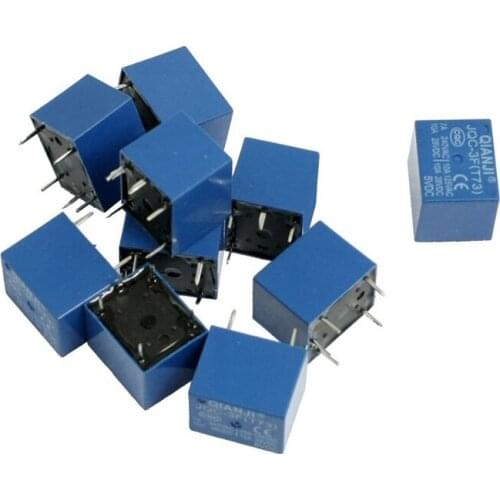 10 Pcs DC 5V Coil 7A 240VAC 10A 125VAC/28VDC 5 Pins SPST Power Relay JQC-3F