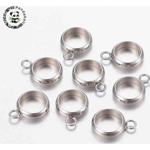 100pcs 304 Stainless Steel Pendants Flat Round Charms Pendant Cabochon Settings Stainless Steel Color