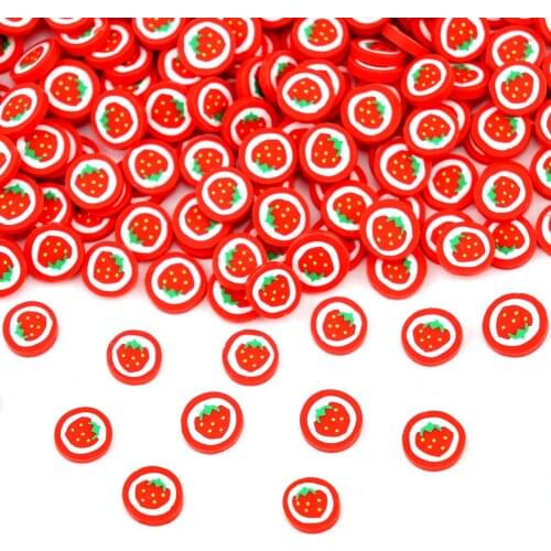 10g DIY Strawberry Slime Slices Addition Charms Fluffy Slime Supplies Polymer Clear Soft Clay Sprinkles Toys For Childrens Gift