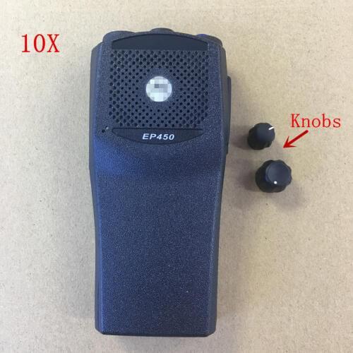 10X the front case housing shell for motorola EP450 walkie talkie with konbs black color for replacement