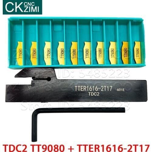 1P TTER1616-2T17 Groove Machining Cutting Toolholders Cutter + 10PCS TDC2 TT9080 grooving carbide inserts CNC lathe turning tool