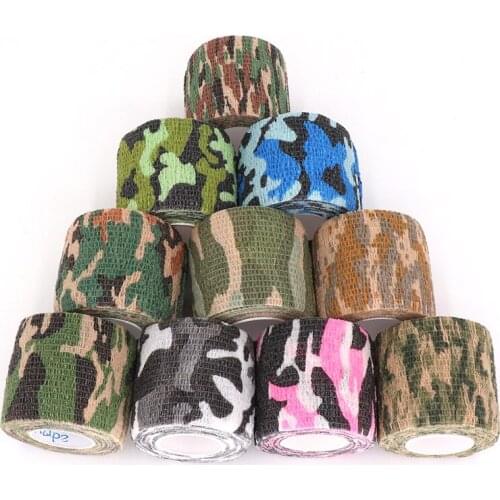2PCS Camping Hunting Stealth Camo Military Camouflage Tape 4.5mx5cm Outdoor Hiking Climbing Airsoft Elastic Bicycle Bandage Tool