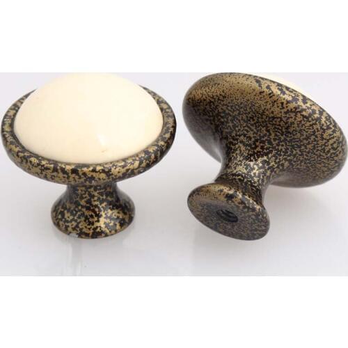 34mm cream ceramic drawer shoe cabinet knob pull vintage distress rust dresser kitchen cabinet door handle retro furniture knob