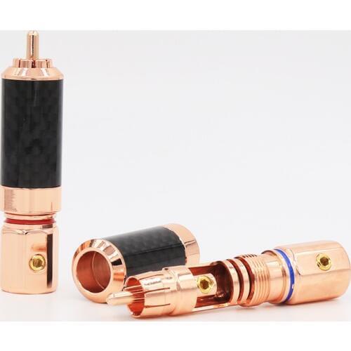 4pcs High quality Rose Gold Plated RCA Audio Plug Connector Screw Locking RCA Plug