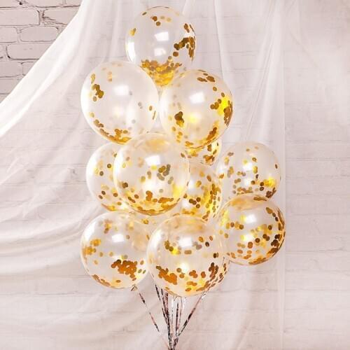 5/10/15/20pcs 12inch Glitter Foil Latex Confetti Balloons Clear Ballon Happy Birthday Baby Shower Wedding Party Decor Air Globos