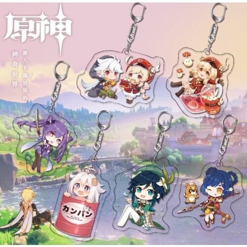 Anime Genshin Impact Acrylic Keychain Pendant Kelipa Monqin Barbara Hand Game Peripherals
