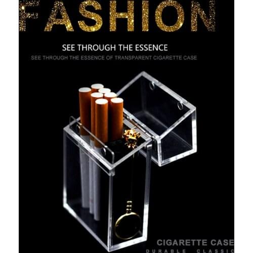Acrylic Transparent Smoke Cigarette Case Storage Box for Holding 20 Sticks Package Tobacco Container K0AB