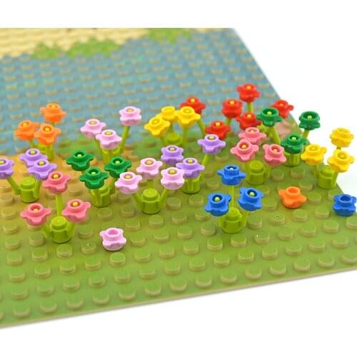 40 set Flower Building Blocks DIY Bricks Plant Floret Grass Educational Assemble Construction Toy for kids Compatible With leduo