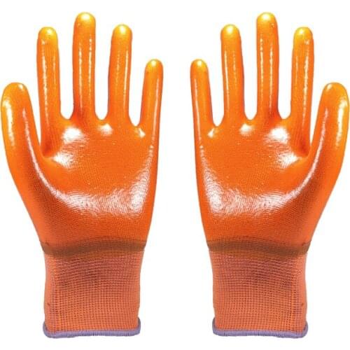 Tendon household gloves coated dipped wear-resistant pure rubber pvc full hanging tasteless waterproof aquatic thickening