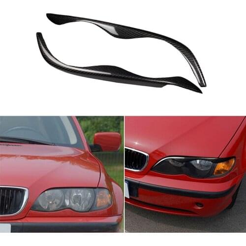 Real Carbon Fiber Headlight Eyelid Eyebrow Cover For BMW E46 323i 328i 330i 325i 1999-2004 Car Stickers Headlight Protector