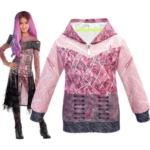 Long sleeved Kids Baby Girls Zipper Hooded Jacket Coat Descendants 3 Cosplay 3D Printed Hoodie Costume Children Spring Aut