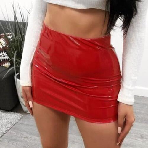 Women High Waist Pencil Skirts Red Zipper Fashion Sexy Party Mini Skirts Elegant Streetwear Skirts