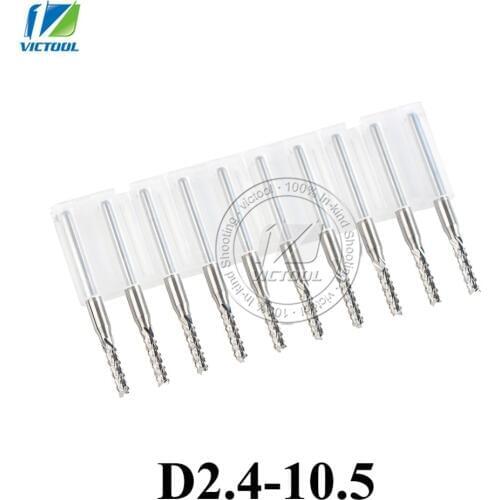 10pcs/lot D2.4*10.5MM Carbide PCB End Milling Cutter, Precision Machining CNC Free Shipping Milling Tools Cutting Bits