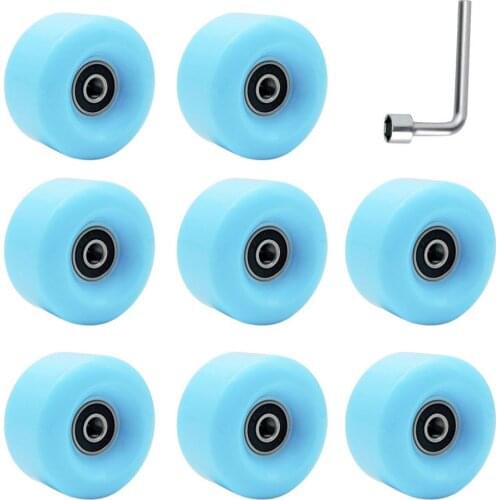 8pcs/set Double-Row Roller Skate Wheels With Wrench Durable Wear-Resistant PU Wheels Replacements
