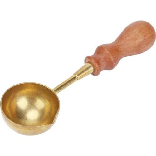 Retro Fire Wax Seal Stamp Metal Wax Stick Wood Handle Sealing Wax Spoon