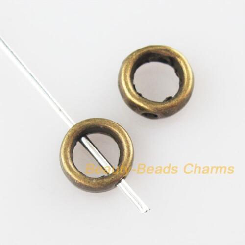 Fashion 90Pcs Antiqued Bronze Color Round Circle Spacer Beads Frame Charms 6mm