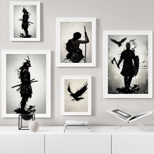 Modular Canvas Paintings Prints Artwork Poster Armored Japanese Samurai Warrior Home Decoration Wall Pictures For Living Room