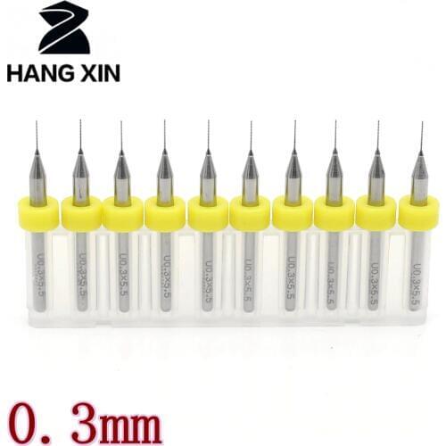 0.3mm 0.35mm 10pcs / set Tungsten Carbide Dremel PCB Drill Set Router Wood Bit Drill Metal Drilling