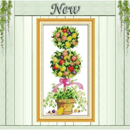 Colorful rich tree paintings 11CT patterns printed on canvas 14CT needlework diy dmc cross stitch chinese Sets Embroidery kits