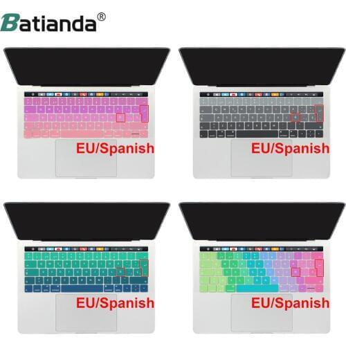 EU layout Spanish Keyboard Cover Gradient Color for 2016/2017/2018 MacBook Pro Retina 13" 15" inch with Touch Bar/ID A1989 A1706