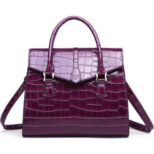 2021 new female bag PU patent leather crocodile pattern handbag diagonal shoulder bag female small bag