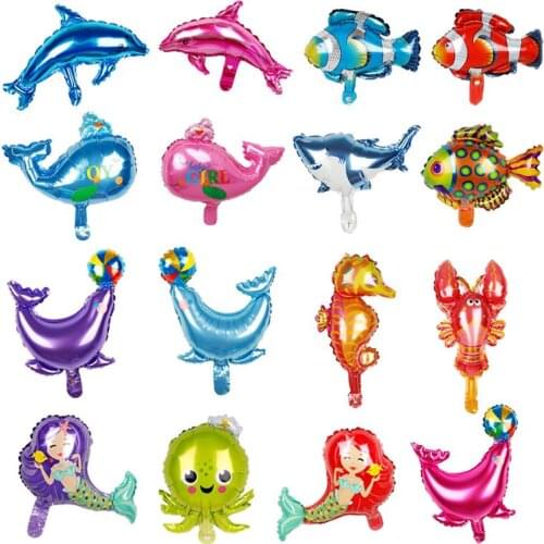 10pc Lovely Sea Animal Balloon Kids Toy Mini Size Shark Octopus Fish Dolphin Tropical Fish Lobster for Birthday Party Decor
