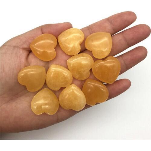 Wholesale 1PC Natural Yellow Topaz Jade Polished Heart Shaped Crystal Stone Healing Decor Gift Natural Quartz Crystals