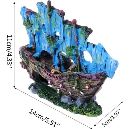 Aquarium Ornament Resin Sailing Boat Sunk Ship Fish Tank Aquarium Decoration