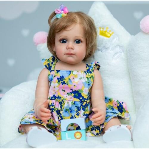 55CM Full body Silicone Reborn Toddler Girl Popular Maggi Princess Girl Bebeb Hand-detailed Paiting Rooted Hair waterproof Toy