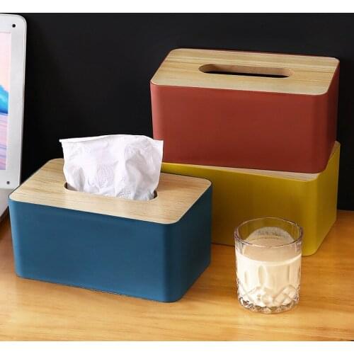 Simple Nordic Style Wooden Lid Tissue Box