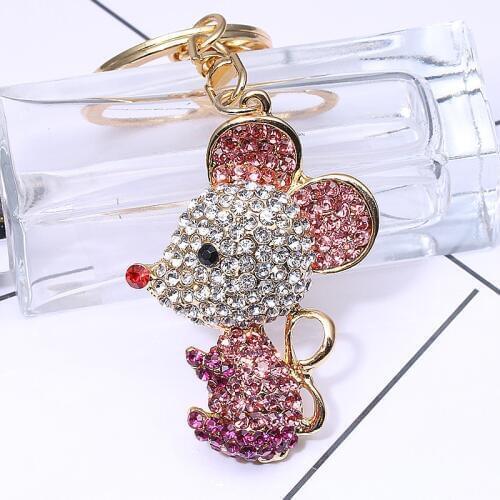 Luxury Mouse Key Chain & Key Ring Holder Cute Crystal Rat Keyring Porte clef Gift Men Women Souvenirs Bag Pendant Car Ornament