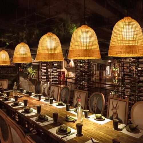 Modern Decor Pendant Lights for Room Bamboo Restaurant Industrial Hanging Pendant Lamp for Living Room Retro Lamp Light Fixture