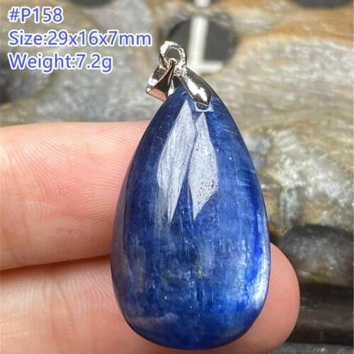 Top Natural Blue Kyanite Crystal Pendant Jewelry For Woman Lady Man 29x16x7mm Beads Cat Eye Luck Silver Water Drop Stone AAAAA