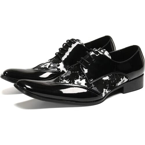 Zapatos hombre patent genuine leather wedding mens shoes formal dress oxford shoe for man business office boss sapato spring