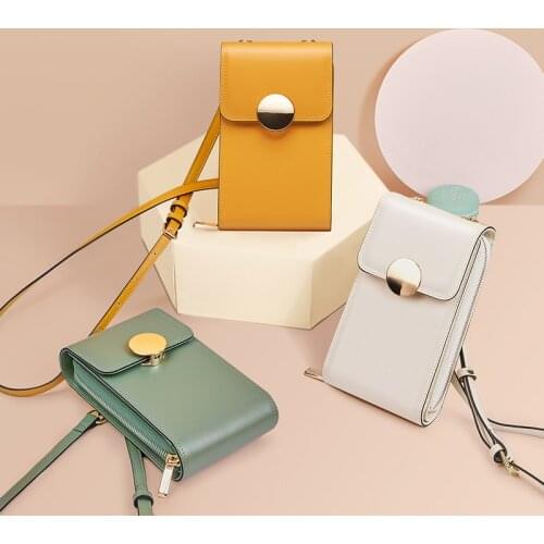 High-end leather shoulder wallet womens fashion multifunctional mini mobile phone bag large capacity card holder messenger bag